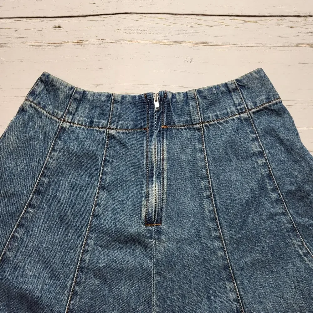 Madewell Flared Airy Denim Midi Jean Circle Skirt Medium Mosby Wash Western 27 - Picture 6 of 9